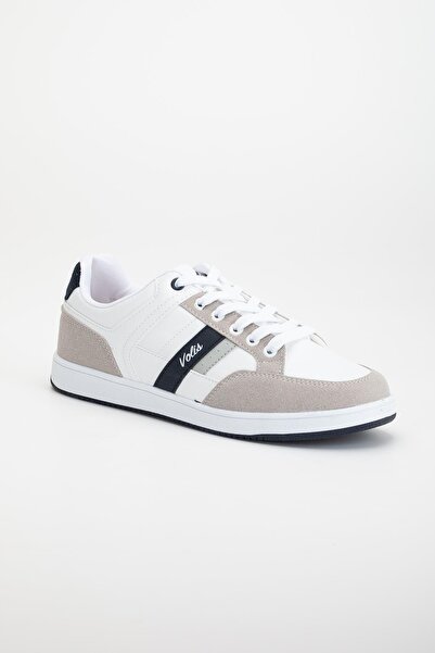 Dilimler Ayakkabı Чоловічі спортивні кросівки білі з білою смужкою та рівною підошвою