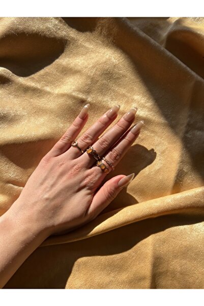 Premium 24'lü Badem Model Takma Tırnak Seti Bej Cat Eye - Kendinden Yapışkanlı