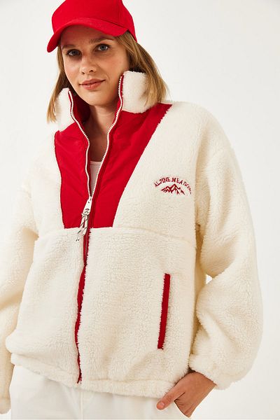 Bianco Lucci Damen-Plüschmantel mit Reißverschluss 5194 60351245