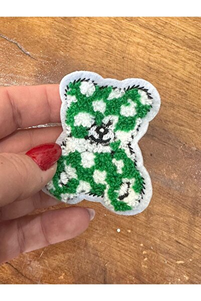 Gönülden Tasarım Zeleno-beli Aji vezeni punch Tkano aplikacija - 6x5 cm