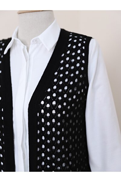 Modamorfo Black Openwork Vest