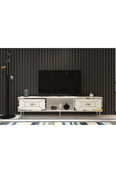 DEMONTE DECOR ARNODD TV SEHPASI BEYAZ-GÜMÜŞ