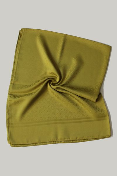 QUM İPEK Ιταλικό ζακάρ σάλι με σχέδιο V - Oil Green