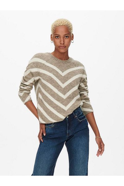ONLY Minimalist Striped V-Neck Long Sleeve Women's Sweater