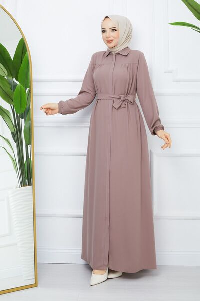 ESRE GİYİM Ρούχα με ροζ κουρέλι - Φεράζε με κορδόνι και ζώνη