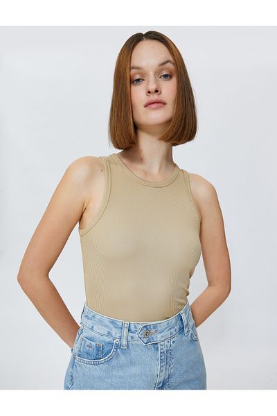 Koton Basic-Tanktop mit geripptem Neckholder-Kragen