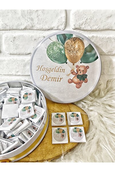 Sweet Story 50 Adet Balonlu Ayıcık Temalı Isme Özel Hoşgeldin Bebek Hediyelik...