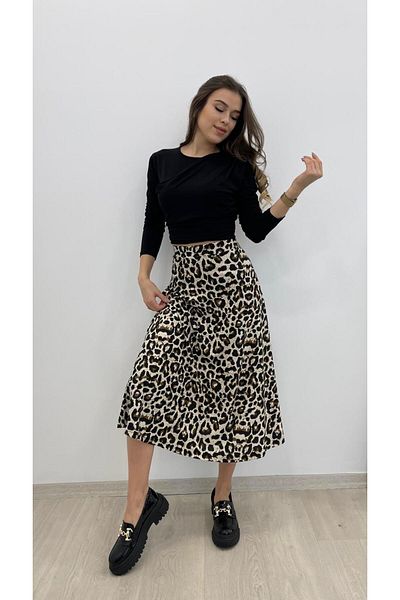 MODA ΓΥΝΑΙΚΕΙΑ ΦΟΥΣΤΑ ΜΙΝΚ ΛΕΟΠΑΡ ΜΕ ΕΛΑΣΤΙΚΗ ΜΕ ΣΟΥΤΕ ΜΕ ΣΥΡΤΑΡΙ