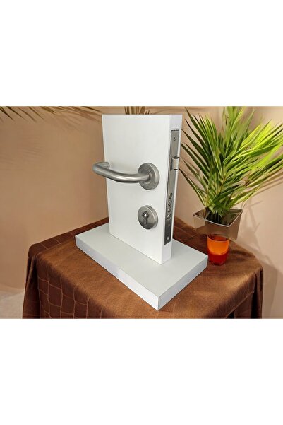 KOLDOOR Hastane Baston  Tipi Paslanmaz Saten Rozetli Yale Kapı Kolu Sol Basar Tek Taraf