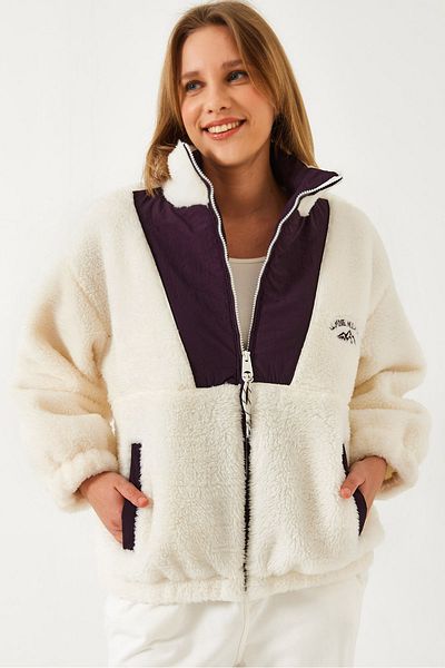 Bianco Lucci Dámsky plyšový kabát na zips 5194 60351245