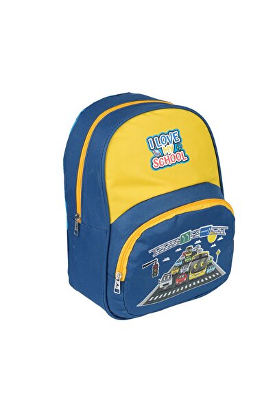 Relaxion 3031 Автомобільний візерунок Синьо-жовта сумка для дитячого садка
