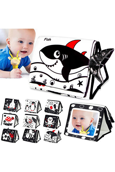 Circle Toys Tummy Time Hışırtılı Yumuşak Bez Aktivite Kitabı - Siyah Beyaz