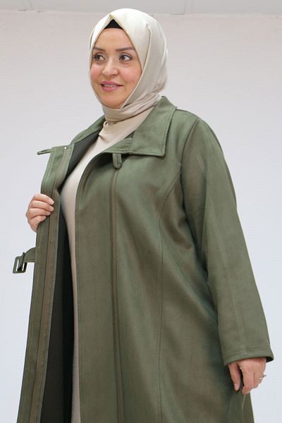 Eslina 43066 Large Size Side Tie Nubuck Cap - Khaki