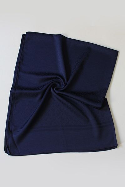 QUM İPEK Ιταλικό ζακάρ σάλι με σχέδιο V - Navy Blue