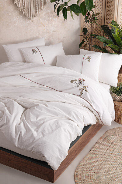 Unica Mayda El Nakışlı Nevresim Seti  Vizon- 6 Parça