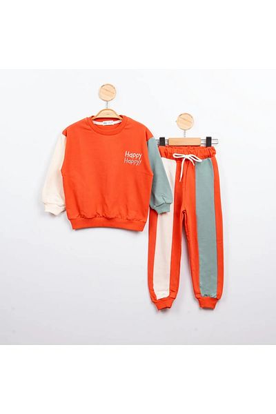 Junior Orange Happy Girl's Double Suit