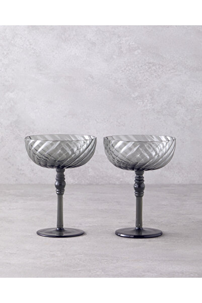 English Home Meghan Cam 2'li Kadeh 280 ml Antrasit