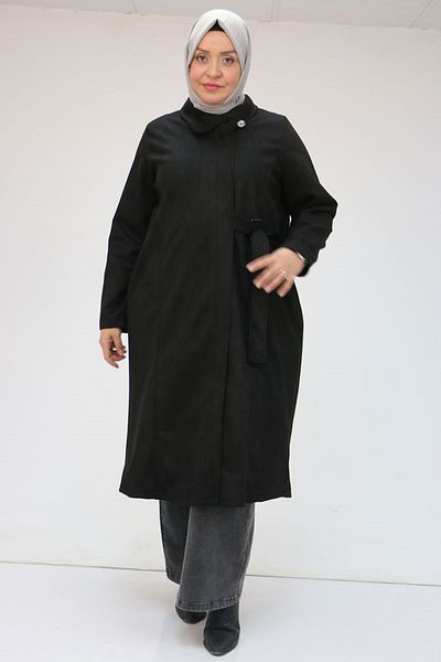 Eslina 43066 Large Size Side Tie Nubuck Cap - Black
