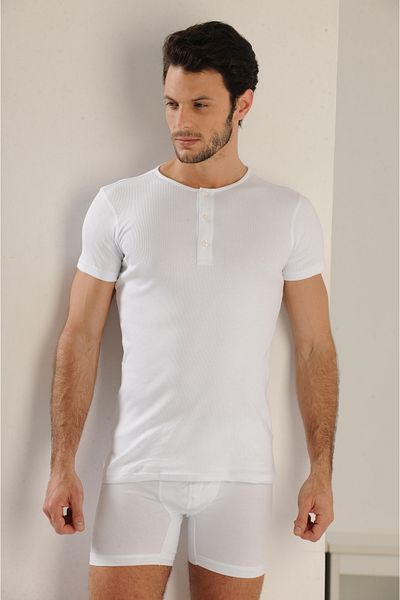 MODA Soft Textured Cotton White Button Detailed Lapel Tank Top