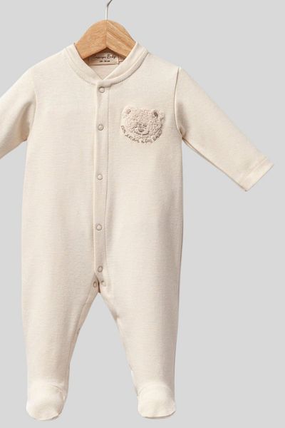 Cassiope Organic Cotton Baby Girl Jumpsuit with Punch Detail and Booties
