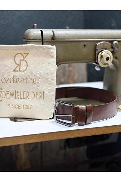 özdemirler deri حزام جلد طبيعي 100%، حزام 4 سم، حزام جلد البقر من قماش الجينز