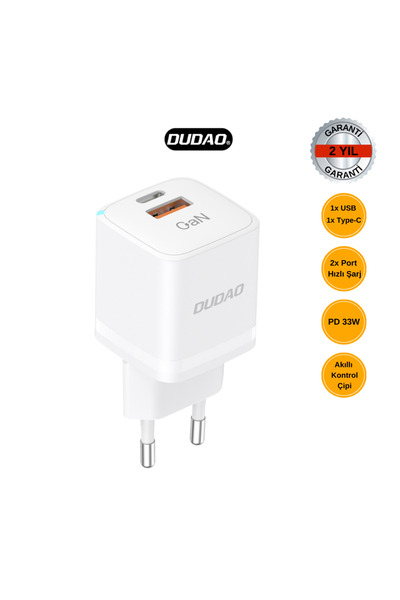 DUDAO A13ProEU - PD 33W Hızlı Şarj Adaptörü Type-C ve USB ile Aynı Anda Şarj ...