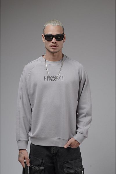 king brich Ριμπ γιακάς Raglan μανίκι με στάμπα Oversize Fit Sweat