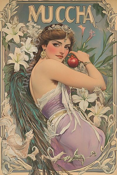 Taranist Χάρτινη αφίσα χωρίς πλαίσιο Alfonso Mucha Αφίσα Floral Woman