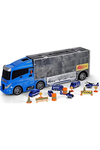 Doğan Oyuncak Dünyası Police Truck Set with Ramps - Police Transport Truck - Slide Truck - Vehicle Road Set - Truck Road Set - Oyu