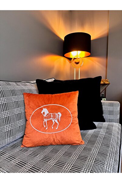 ref crea Model cu cai brodat husă de pernă cu broderie - auriu