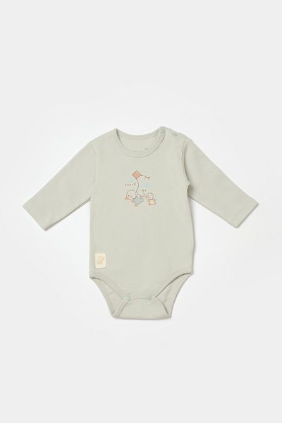 Biorganic Mint Long Sleeve Organic Baby Body - Gots Certified