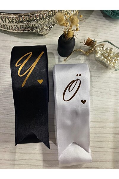 nuksoc Nişan Düğün Gelin Damat İsimli Kalp Detaylı Takı Kurdelesi