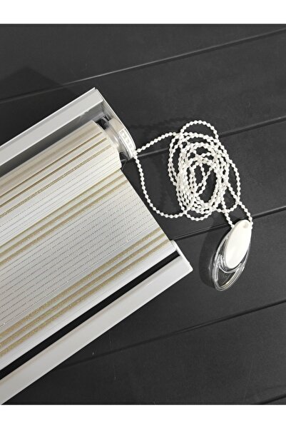 intor Altın Simli Pliseli Çizgili Zebra Perde Plise Star V-02