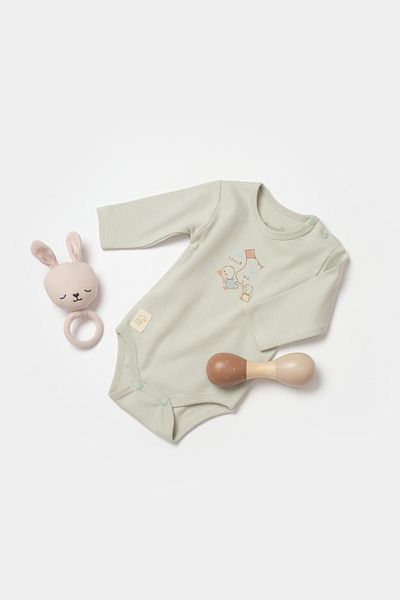 Biorganic Mint Long Sleeve Organic Baby Body - Gots Certified