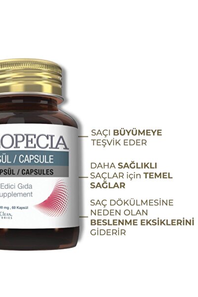 Alopecia 60 Kapsül Saç Büyümesine Yardımcı Gıda Takviyesi