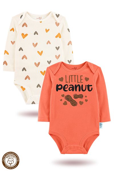 MAHFEL 2-Piece 100% Cotton Organic Printed Snap Fastener Baby Bodysuit