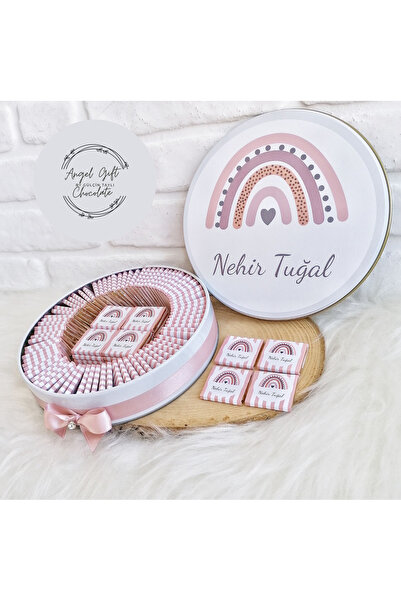 BUGİTO Angel Gift Chocolate 150 Adet Pudra Gökkuşağı Konsept Isme Özel Kız Be...