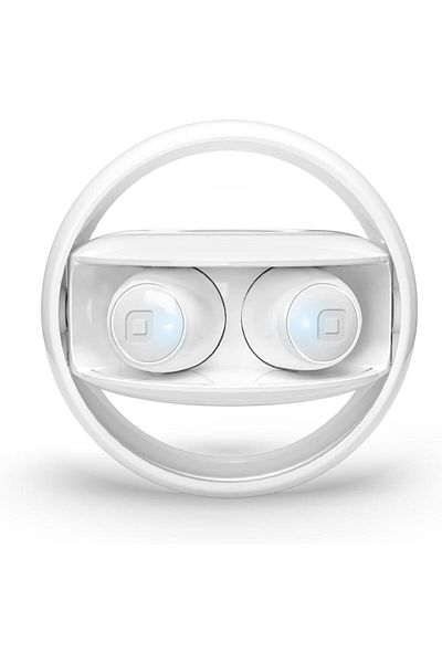 SBS سماعات أذن لاسلكية Twin Spin 360° مع علبة دوارة بسعة 350 مللي أمبير في الساعة. بيضاء