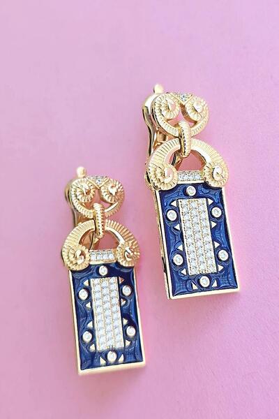 MorMajor Silver İTHAL VIP MİNELİ DİKDÖRTGEN GÜMÜŞ KÜPE