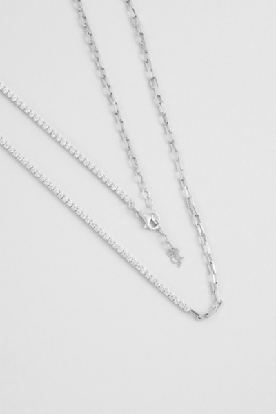 So CHIC... Zarafet 18 Ayar Beyaz Altın Kaplama 45 Cm Gümüş Su Yolu Kolye