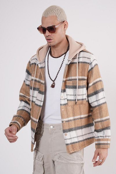 king brich Πουκάμισο Unisex με κουκούλα καρό
