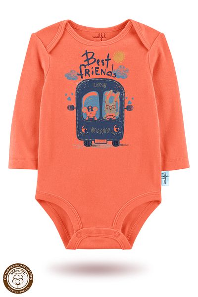 MAHFEL 2-Piece 100% Cotton Organic Printed Snap Fastener Baby Bodysuit