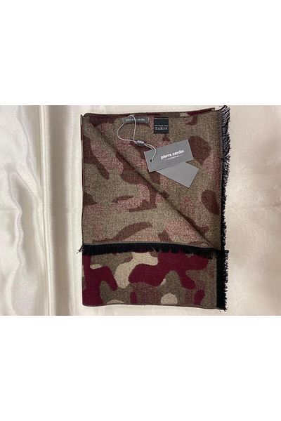 Pierre Cardin PİERRE CARDIN FULAR DIN ȚESUT CU MPP DESEN BORDEAUX ȘI MARO