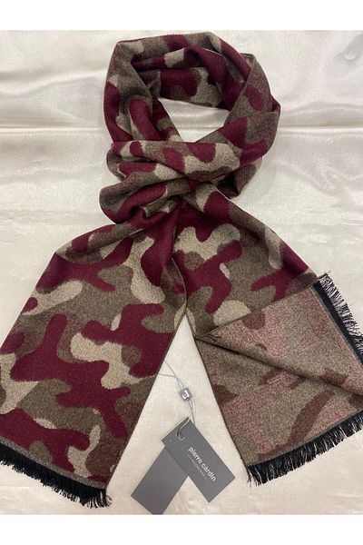 Pierre Cardin PİERRE CARDIN FULAR DIN ȚESUT CU MPP DESEN BORDEAUX ȘI MARO