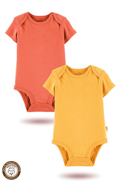 MAHFEL 2-Piece 100% Cotton Organic Printed Snap Fastener Baby Bodysuit