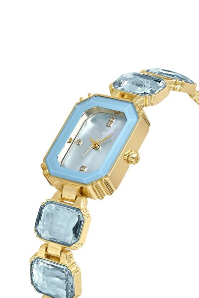 xesha Lüx Taşlı Kadın Kol Saati Vintage Swaroski Mavi Taşlı Saati Çok Şık