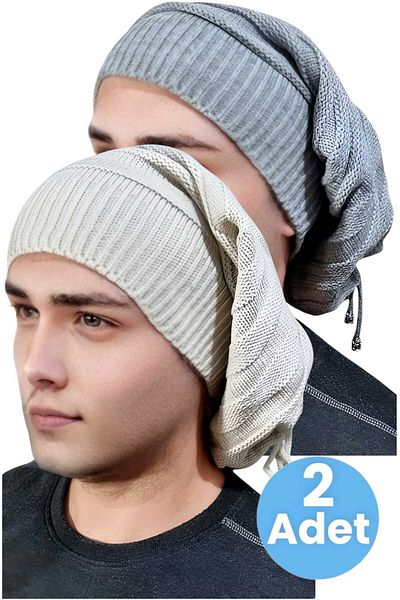 Trenderrs Σετ 2 ανδρικά χειμωνιάτικα πλεκτά πλεκτά Beanie και γιακάς λαιμού