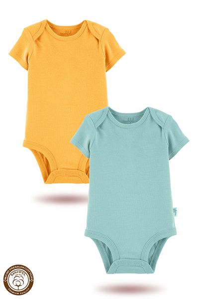 MAHFEL 2-Piece 100% Cotton Organic Printed Snap Fastener Baby Bodysuit