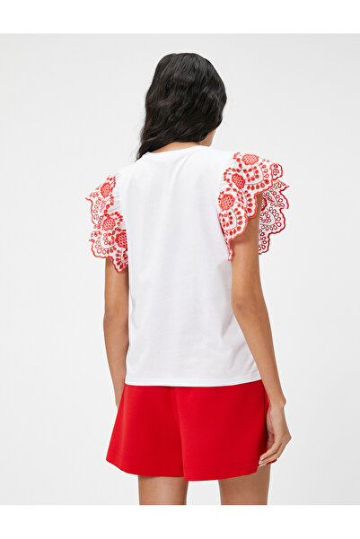 Koton Detailní tričko s vyšívaným vroubkováním