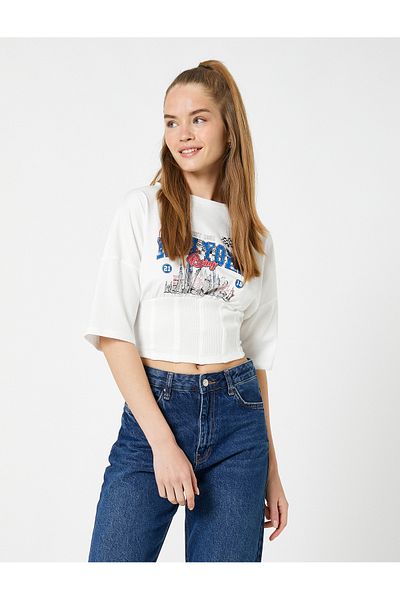 Koton T-Shirt Γυναικεία Ρούχα 3sal10809ık Εκρού